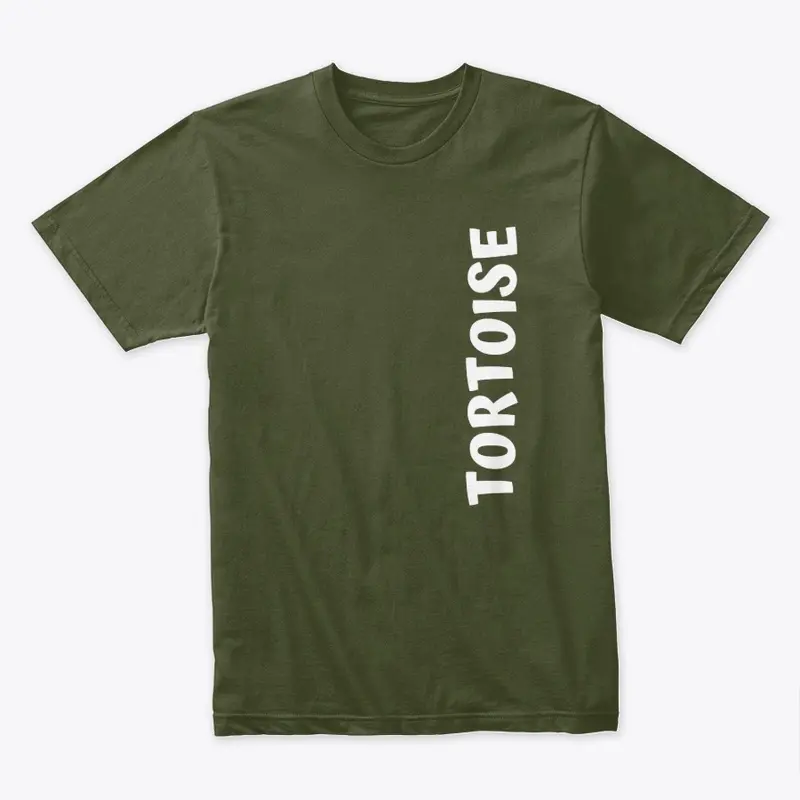 Tortoise White Vert Text T Shirt