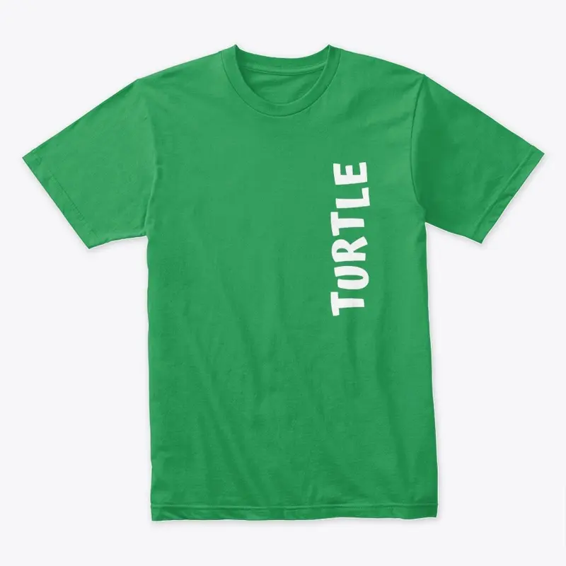 Turtle White Vert Text T Shirt